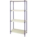 Quantum Storage Systems Storage Shelving, Ventilated Style, 18 D, 36 W, 72 H, 4 Shelves, Blue/Ivory RPWR72-1836E